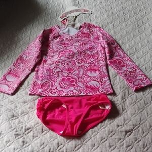 Pink Floral Kids Rashguard Set